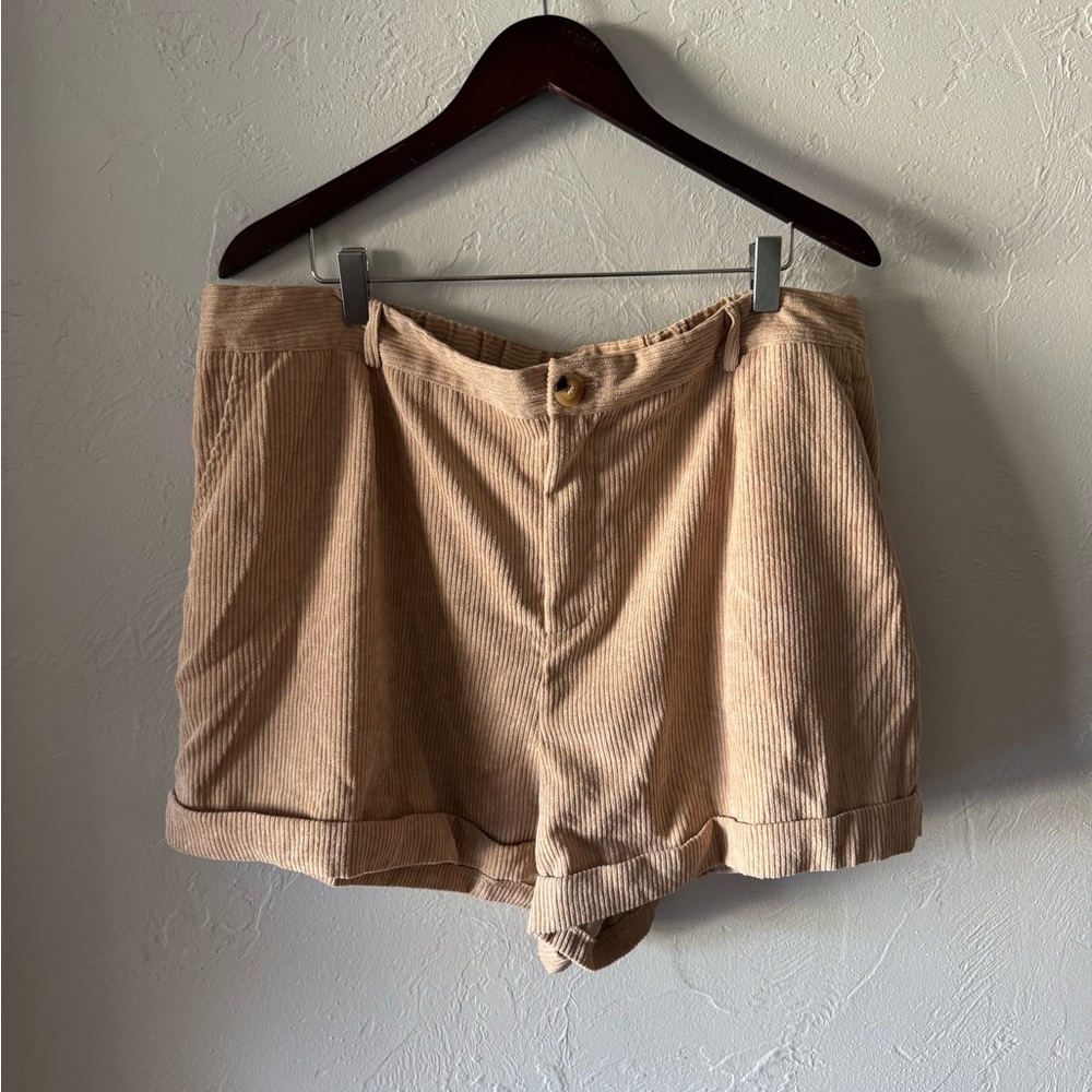 Tan Corduroy Women Shorts